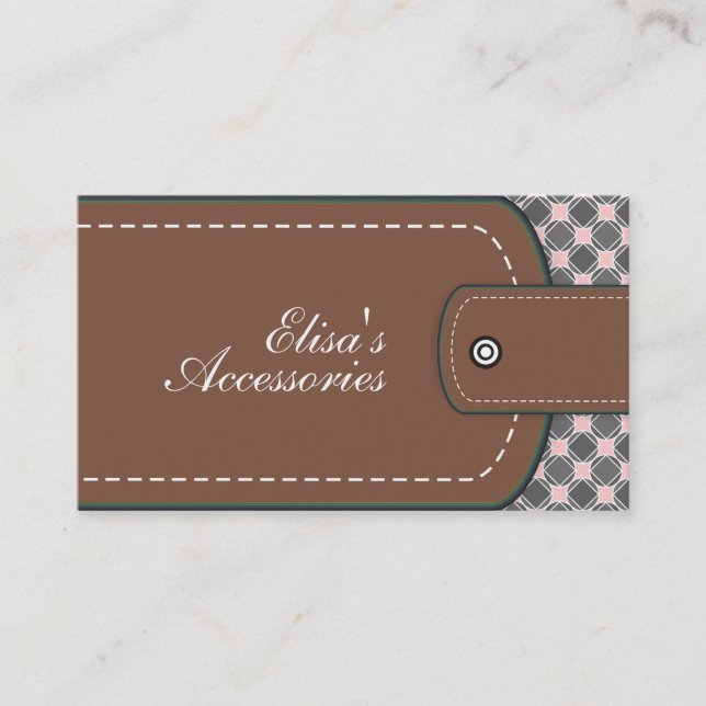 Carte De Visite Cuir Brown et rose et motif (Devant)