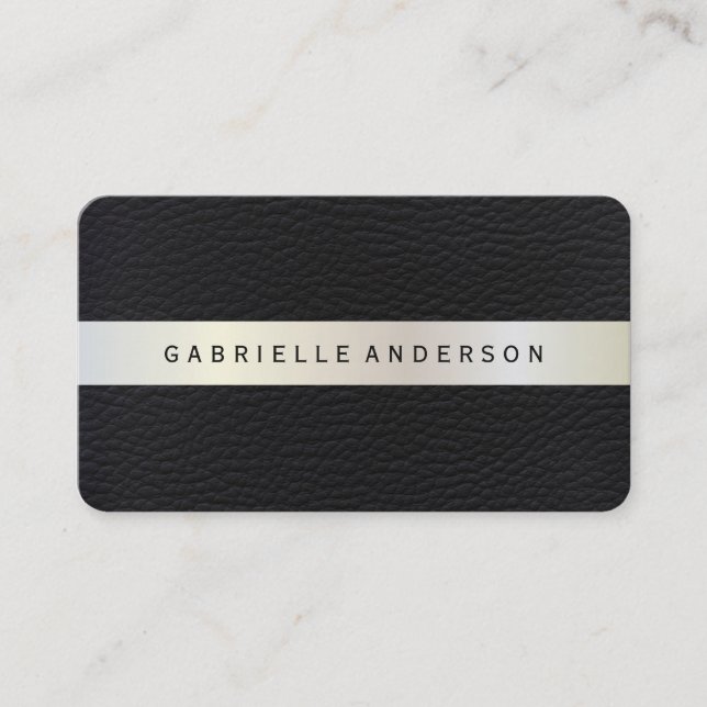 Carte De Visite Cuir élégant avec finition métallique de luxe (Devant)