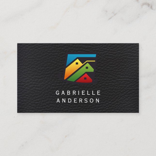 Carte De Visite Cuir exécutif | Maisons immobilières (Devant)