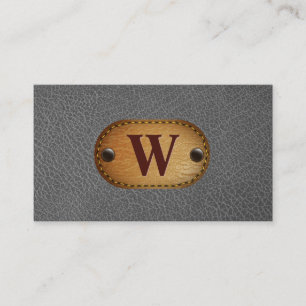 Carte De Visite Cuir gris   Monogramme Brown