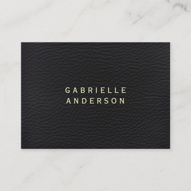 Carte De Visite Cuir noir élégant professionnel (Devant)