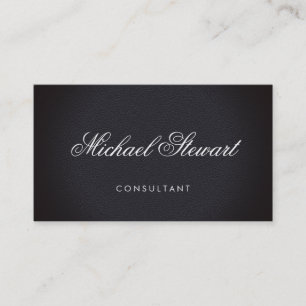 Carte De Visite Cuir noir élégant professionnel avec texte fantais