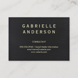 Carte De Visite Cuir noir élégant professionnel avec texte gras