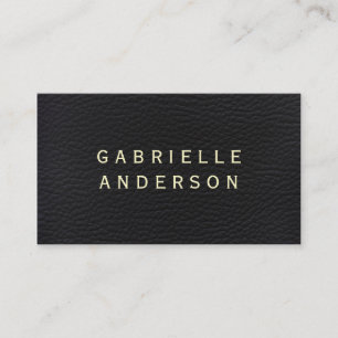 Carte De Visite Cuir noir élégant professionnel avec texte gras