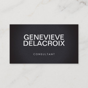 Carte De Visite Cuir noir élégant professionnel avec texte gras