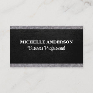 Carte De Visite Cuir noir   Tissu gris