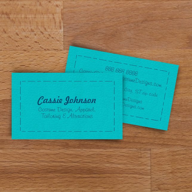 Carte De Visite Cuir Turquoise Moderne Faux (Créateur téléchargé)