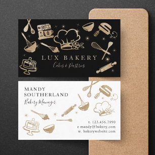 Carte De Visite Cuisine à étincelle en or de luxe Boulangerie d'us