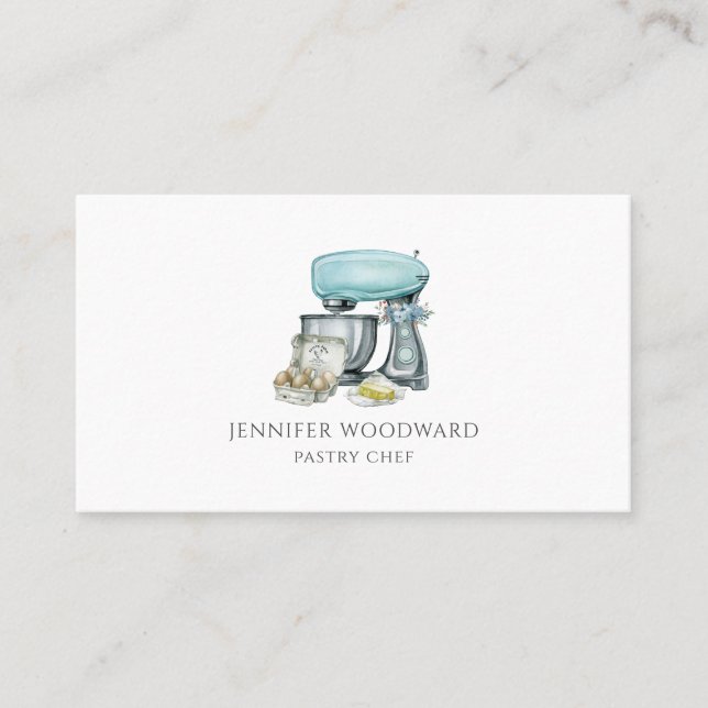 Carte De Visite Cuisine à l'aquarelle Baker Chef pâtisserie (Devant)