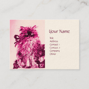 Carte De Visite CUISINE AVEC ROSES, Rose Fuchsia Blanc