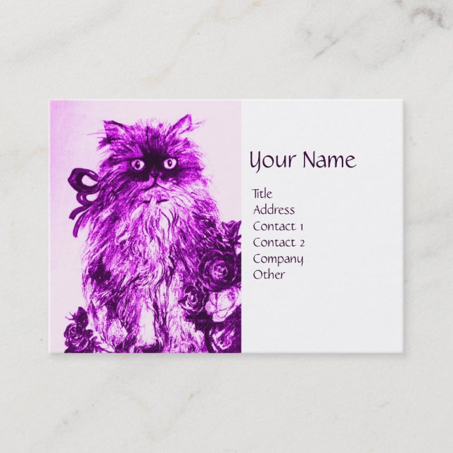 Carte De Visite CUISINE AVEC ROSES, Violet violet et blanc (Devant)