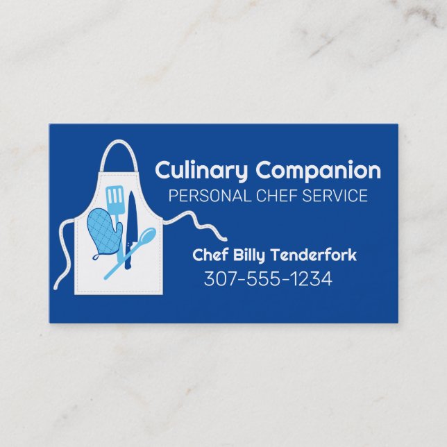 Carte De Visite cuisine blanche apron four mitt ustensiles busines (Devant)
