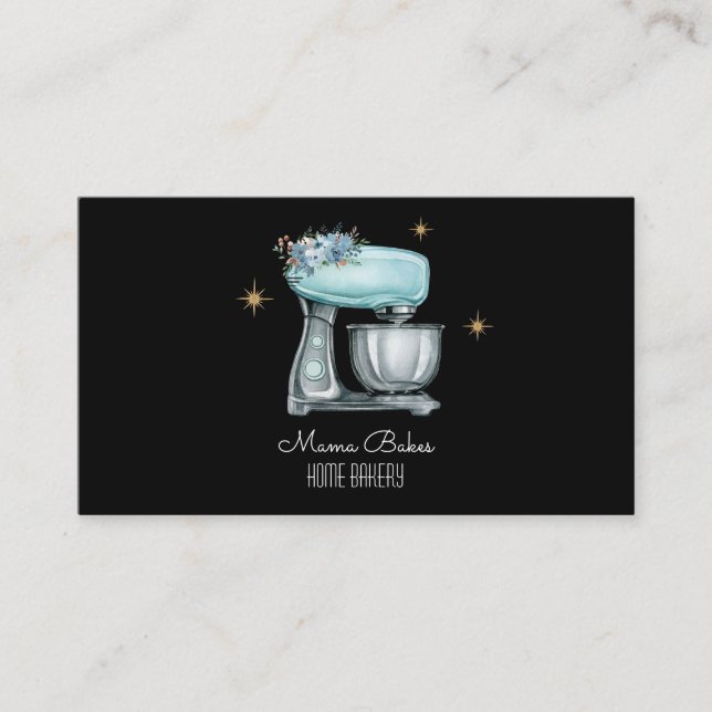 Carte De Visite Cuisine boulangère Aquarelle Chef pâtissier Noir (Devant)