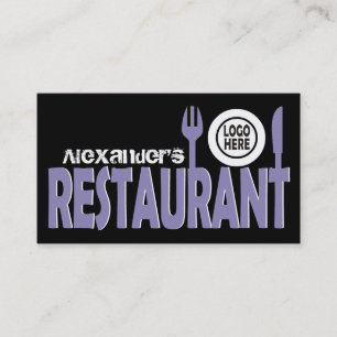 Carte De Visite Cuisine de restaurant plaque lavande noir blanc