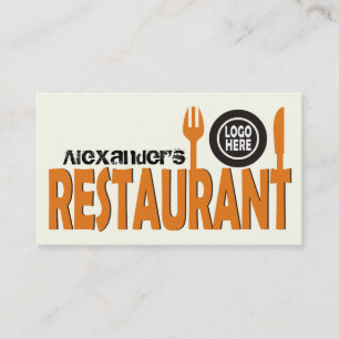 Carte De Visite Cuisine de restaurant plaque orange noir ivoire