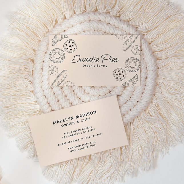 Carte De Visite Cuisine et Cuisine Fun Noir & Beige (Créateur téléchargé)