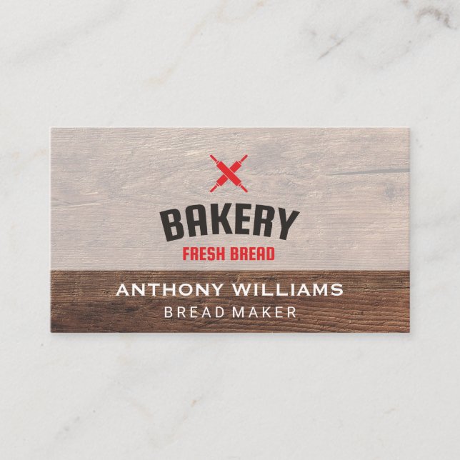 Carte De Visite Cuisine fraîche | Chef pâtissier | Bois | Baker (Devant)
