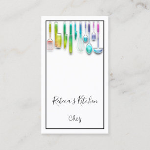 Carte De Visite Cuisine Logo Chef Restaurant Cuisine Knifes Blanc