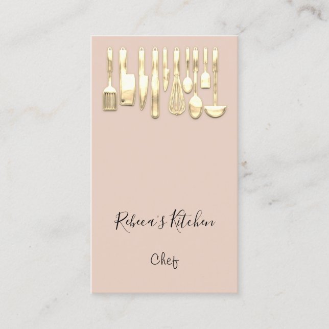 Carte De Visite Cuisine Logo Chef Restaurant Stylish Knifes Blush (Devant)