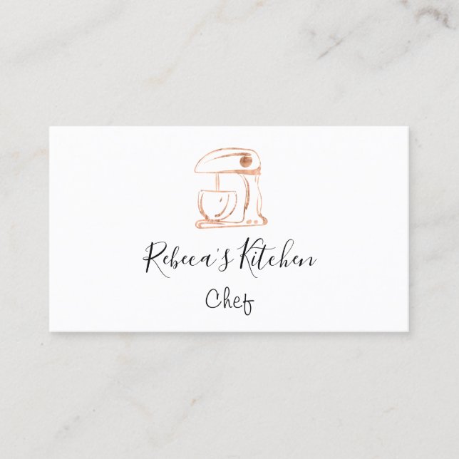 Carte De Visite Cuisine Logo Robot Mixer Chef Sweets Bakery Rose (Devant)