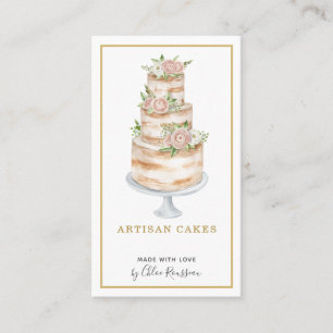 Carte De Visite Cuisine pâtissière Aquarelle Rose Floral Gâteau