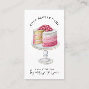 Carte De Visite Cuisine pâtissière Chef Aquarelle Gâteau Rose Dess
