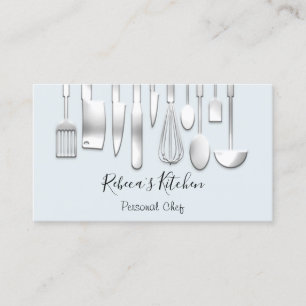 Carte De Visite Cuisine Personnel Chef Restaurant Bleu Restauratio