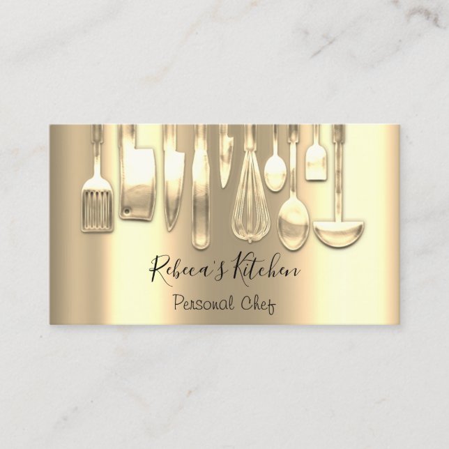 Carte De Visite Cuisine Personnel Chef Restaurant Cuisine Golden (Devant)
