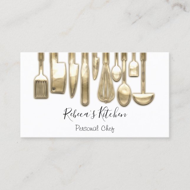 Carte De Visite Cuisine Personnel Chef Restaurant Gold Catering (Devant)