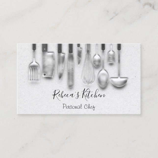 Carte De Visite Cuisine Personnel Chef Restaurant Restauration 3D  (Devant)