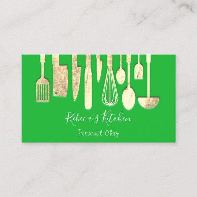Carte De Visite Cuisine Personnel Chef Restaurant Restauration Ver (Devant)