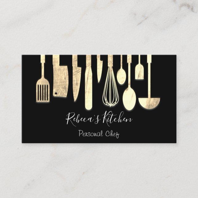 Carte De Visite Cuisine Personnel Chef Restaurant RestaurationGold (Devant)