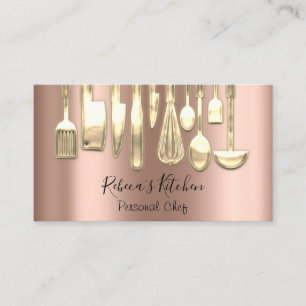 Carte De Visite Cuisine Personnel Chef Restaurant Rose culinaire