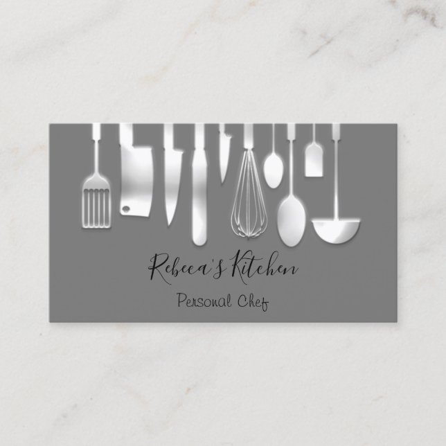 Carte De Visite Cuisine Personnel Chef Restaurant Services de rest (Devant)