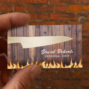 Carte De Visite Cuisine personnelle Cuisine d'or Couteau et feu Bo