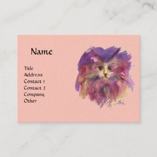 CARTE DE VISITE CUISINE ROSE POURPÉE, PORTRAIT DE CHAT DE CUISINE