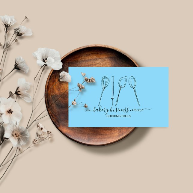 Carte De Visite Cuisines outils boulangerie maison nourriture bleu (Créateur téléchargé)