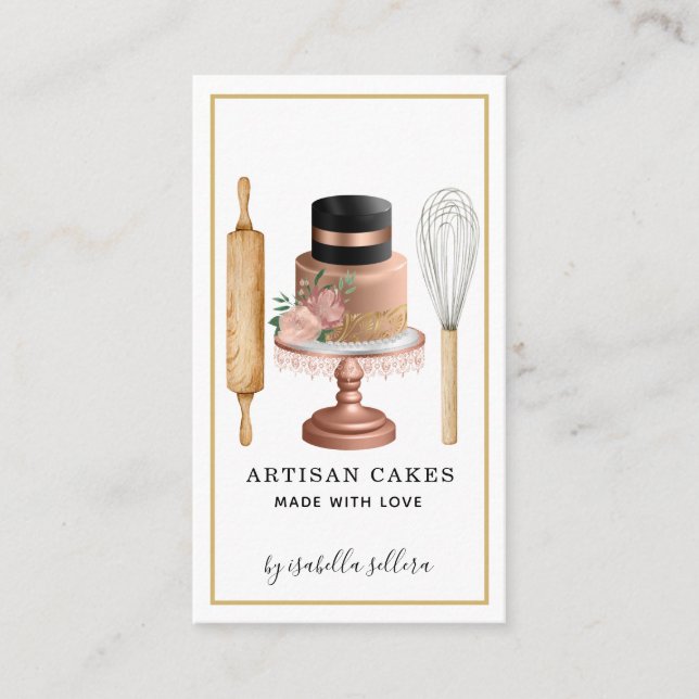 Carte De Visite Cuisinier pâtissier Chef Élégant Cuisinier Au Gâte (Devant)