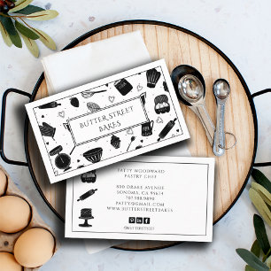 Carte De Visite Cuisinier pâtissier Whimsical Cuisinier Ustensiles