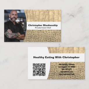Carte De Visite Cuisinier Personnel Tan Snake Skin Code QR Photo P