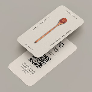 Carte De Visite Cuisinier Traiteur Cuillère en Bois Sable Minimali