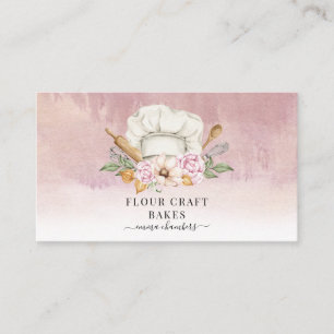 Carte De Visite Cuisiniers pâtissiers boulangères Outils Roses pou