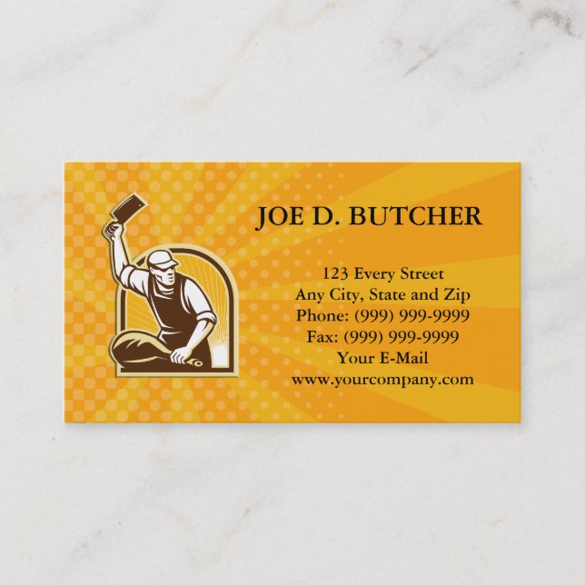 Carte De Visite Cuisse de couteau de boucher de jambon rétro (Devant)