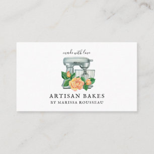 Carte De Visite Cuisson à l'aquarelle florale Outils boulangerie b