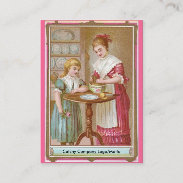 Carte De Visite Cuisson victorienne de mère et de fille (Devant)