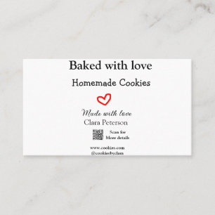 Carte De Visite Cuit avec amour maison cookies ajouter QR fait ave