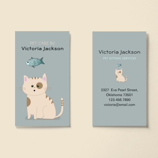 Carte De Visite Cuite Chat Poisson l Animaux domestiques Services  (Créateur téléchargé)
