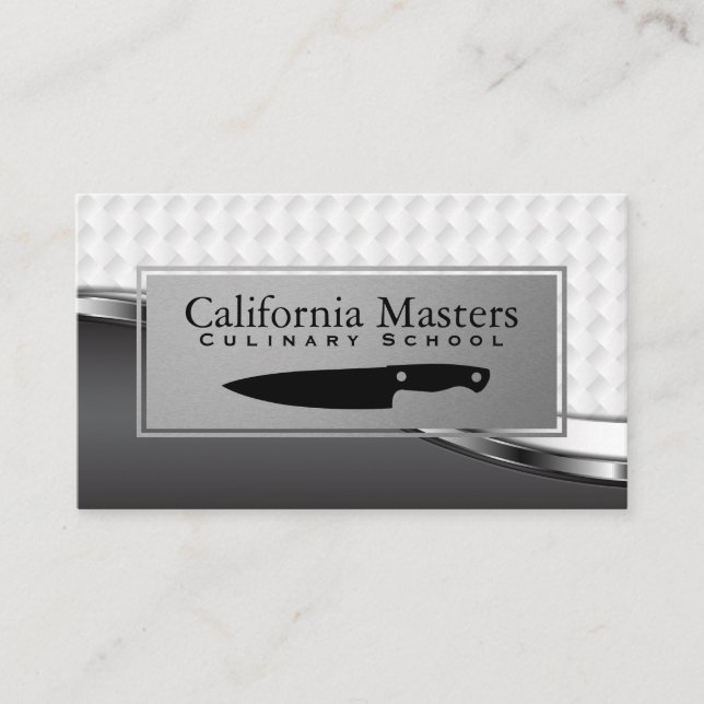 Carte De Visite Culinaire | Chef exécutif Knife | Tissage métalliq (Devant)