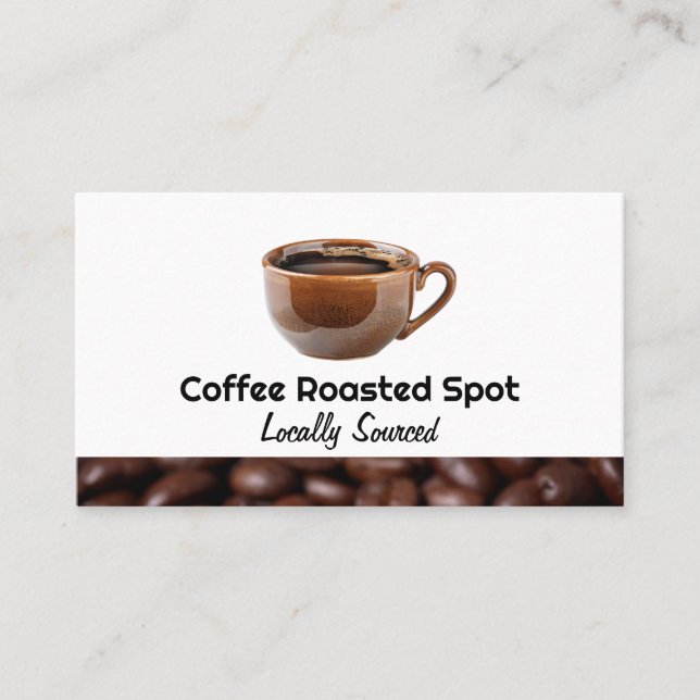 Carte De Visite Cup of Fresh Brewed Coffee | Beans (Devant)