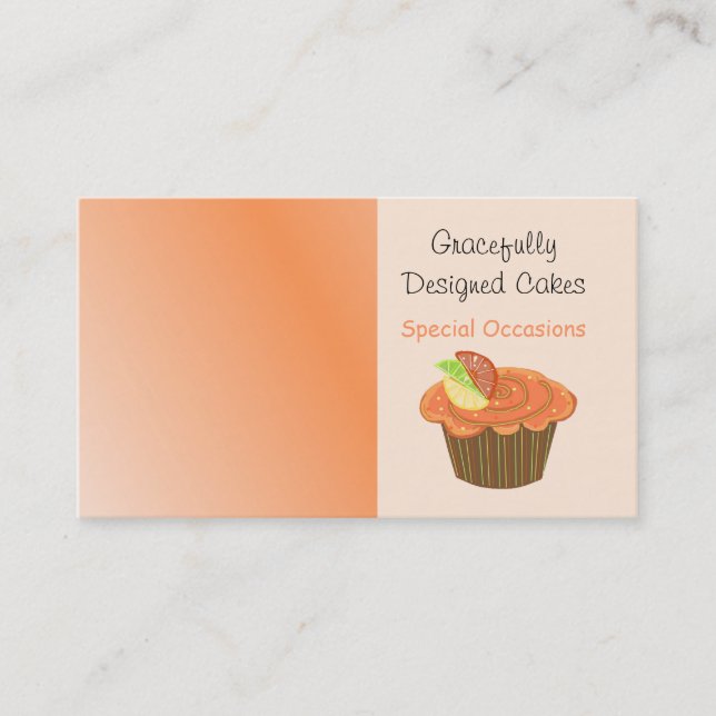 Carte De Visite Cupcake aux fruits orange et Brown (Devant)